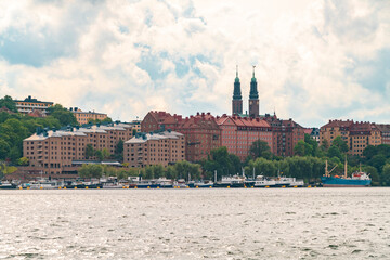 cityscape of Södermalm with the lake, Stockholm, Sweden