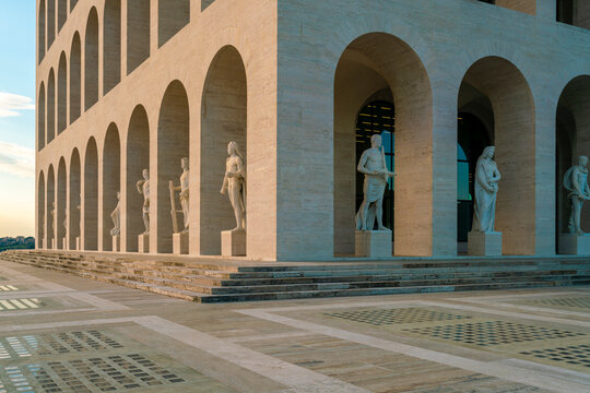 Palazzo della Civilt&agrave; Italiana building, monument in Rome, Italy