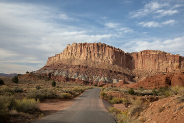 Scenic Road View through Capital Reef National Park in Utah