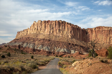 Scenic Road View through Capital Reef National Park in Utah