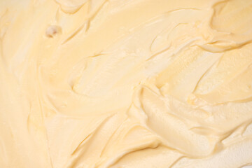 White whipped cream texture. Top view.