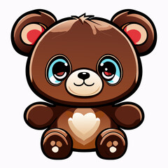 Cute cartoon teddy bear on white background. Vector illustration.