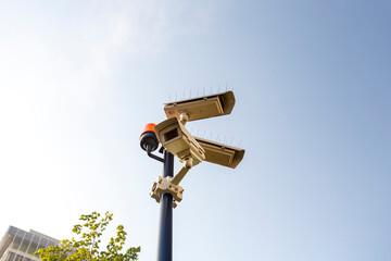 Surveillance cameras at the Franfurt financial district, Germany
