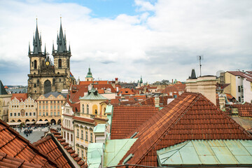 Obraz premium Skyline of the old town with Church of Our Lady before Týn in Prague
