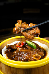 Sweet Pork Ribs, Sweet and Sour Ribs,healthy and light diet,Cantonese breakfast,Guangdong,China,indoor shot, close-up