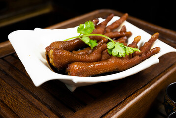 Marinated chicken feet,healthy and light diet,Cantonese breakfast,Guangdong,China,indoor shot,...