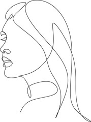 Woman face continuous line drawing. Woman Line art vector. Abstract minimal woman portrait. Logo, icon, label. Salon logo
