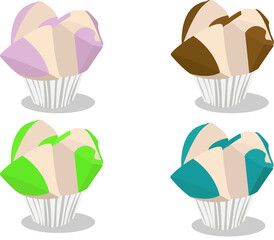 Bolu Kukus. Indonesian traditional steamed cake. Colorful cakes and have a sweet taste.