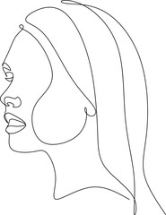 Woman face continuous line drawing. Woman Line art vector. Abstract minimal woman portrait. Logo, icon, label. Salon logo