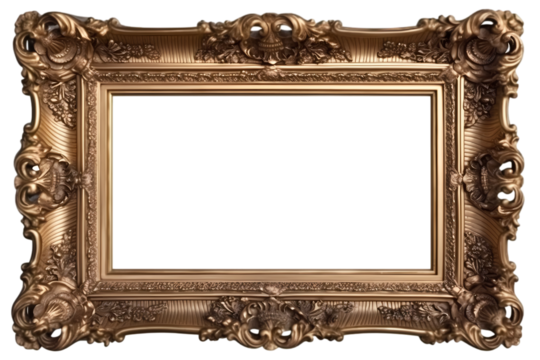 antique gold picture frame  isolated on white