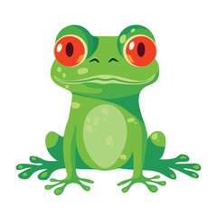 Cute Frog in Flat isolated on white background. Style Cartoon Hand Drawn Templates frog Illustration 