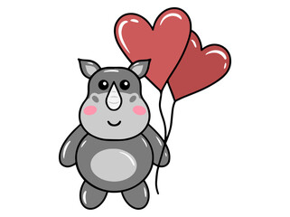 Fototapeta premium Rhinoceros Cartoon Cute Animal Illustration