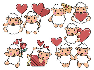 Obraz premium Sheep Cartoon Cute Animal Illustration