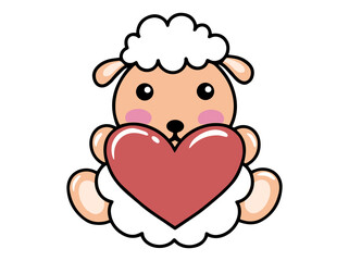 Sheep Animal Drawing for Valentines Day