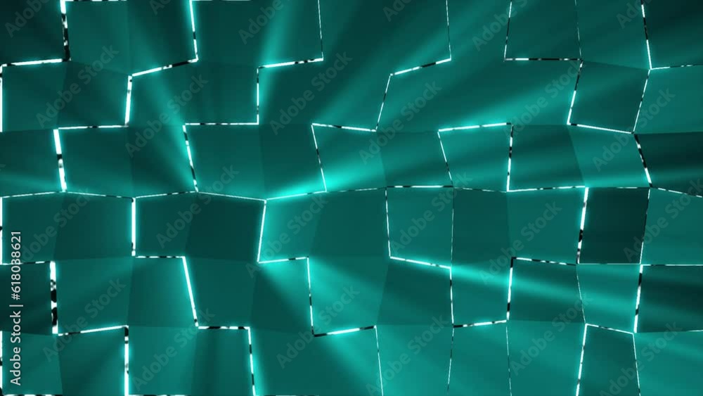 Poster cyan color square shape background with glowing light rays background