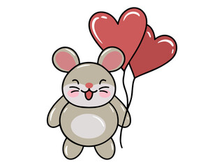 Mouse Cartoon Cute for Valentines Day