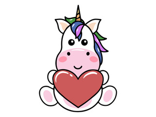 Unicorn Cartoon Cute for Valentines Day
