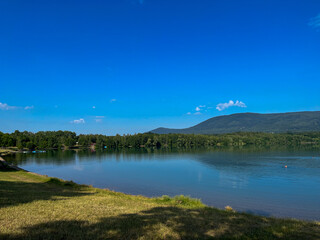 Lake Barbora. Czech Republic. View of the Ore Mountains. 