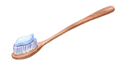 Toothbrush with toothpaste Tooth Care Equipment watercolor Sketch. Dental Hygiene Accessory Symbol.