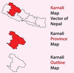 Karnali map vector of nepal, Karnali province of nepal, Karnali line map, Karnali outline map