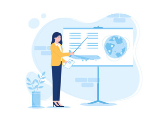 Explain flight schedule concept trending flat illustration
