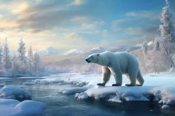 Foto op Canvas polar bear in the snow © Dinaaf