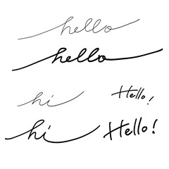エレガントな手書き文字　英語　手描き　手書きの　hello　hi　こんにちは　あいさつ　挨拶