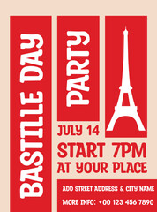 Bastille day celebration party poster flyer social media post template design