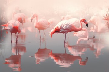 Flamingo lake water. Generate Ai