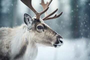 Reindeer winter forest. Generate Ai