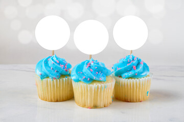 Charming Blue Frosted Cupcake Topper Mockup - Easter, Baby Shower, Holiday, Birthday
