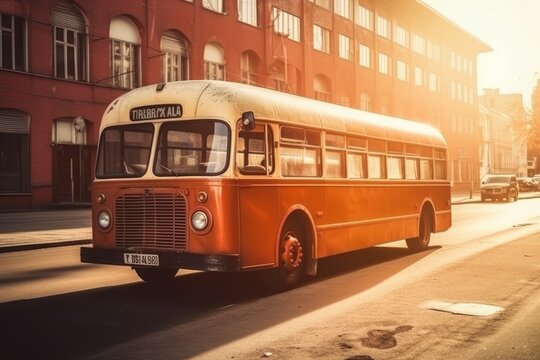 Retro vintage bus old. Generate Ai