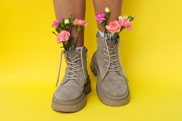 Concept of different casual attire and clothes - shoes