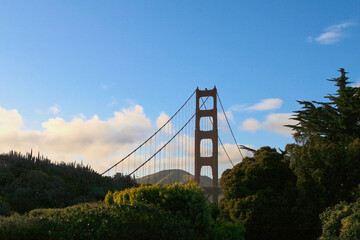 The Golden gate bridge with sunrise sky and cloud