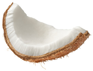 Fresh coconut meat isolated on white background. - obrazy, fototapety, plakaty