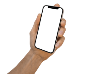  phone iphone in a hand on a transparent background in PNG format