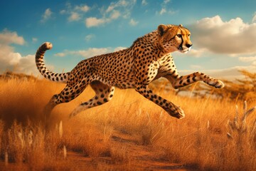 cheetah in the serengeti national park - obrazy, fototapety, plakaty