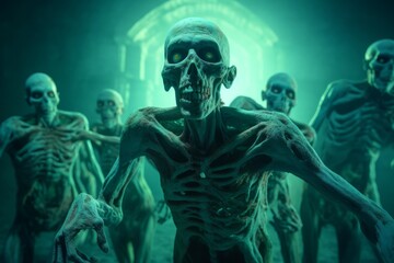 Fototapeta premium Zombies rising. Generate Ai