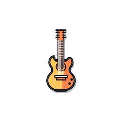 Naklejka premium Linear Guitar Illustration. Minimalism and Flat Colored Outline Icon Style.