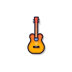 Naklejka premium Guitar Icon. Minimalistic Design on White Background. Illustration.