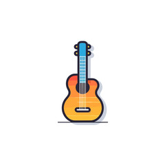 Fototapeta premium Linear Guitar Illustration. Minimalism and Flat Colored Outline Icon Style.