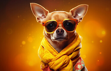 Cool funny dog wearing sunglasses