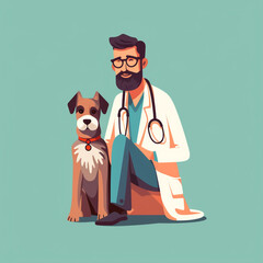 doctor and dog, AI generated.