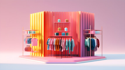 Clothes store interior decoration created with Generative AI 