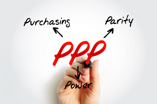 PPP Purchasing Power Parity - measurement of prices in different countries that uses the prices of specific goods, acronym text concept background