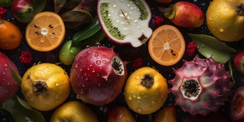 lemon green food drop background healthy strawberry water fresh fruit vitamin. Generative AI.