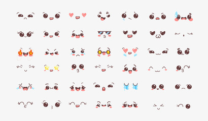 Fototapeta premium Big collection of cute stickers in kawaii style