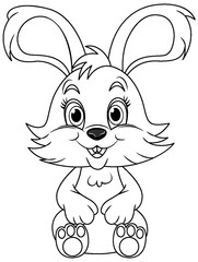 Coloring Page Outline of Cute Rabbit