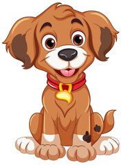 Obraz premium Cheerful Dog Sitting Cartoon Character
