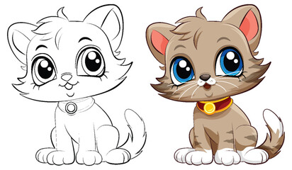 Coloring Page Outline of Cute Cat